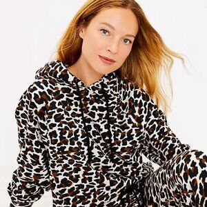 Lou & Grey Leopard Print Fluffy Fleece Hoodie Size S